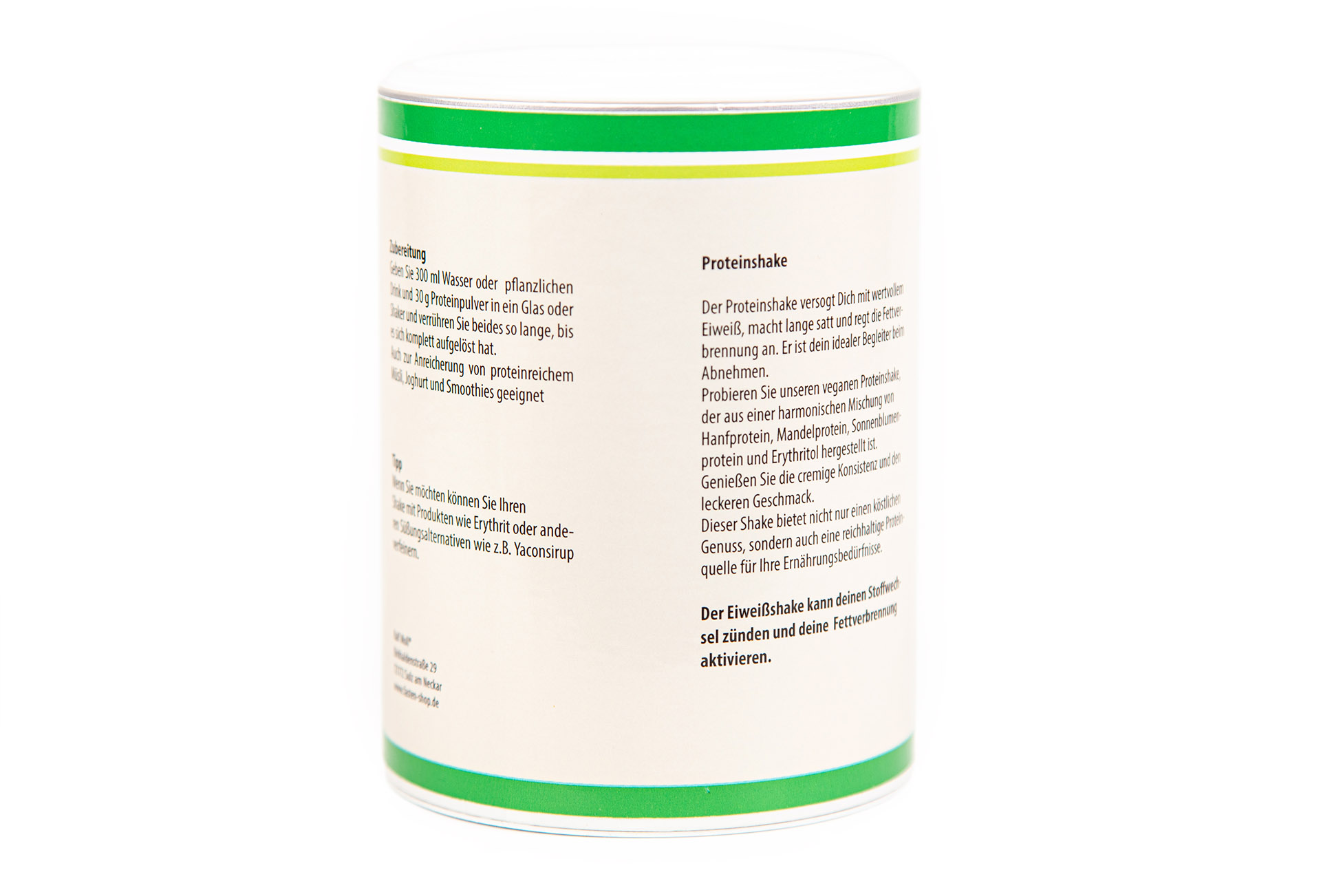 Pflanzlicher Eiweißshake aus hochwertigen Mandelprotein Hanfprotein und Sonnenblumenprotein | 400 g Pulver