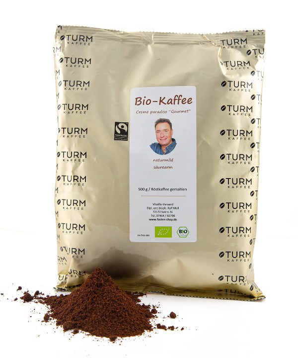Säurearmer Bio-Gourmet-Kaffee, gemahlen, fairtrade, "creme paradiso", 500 g
