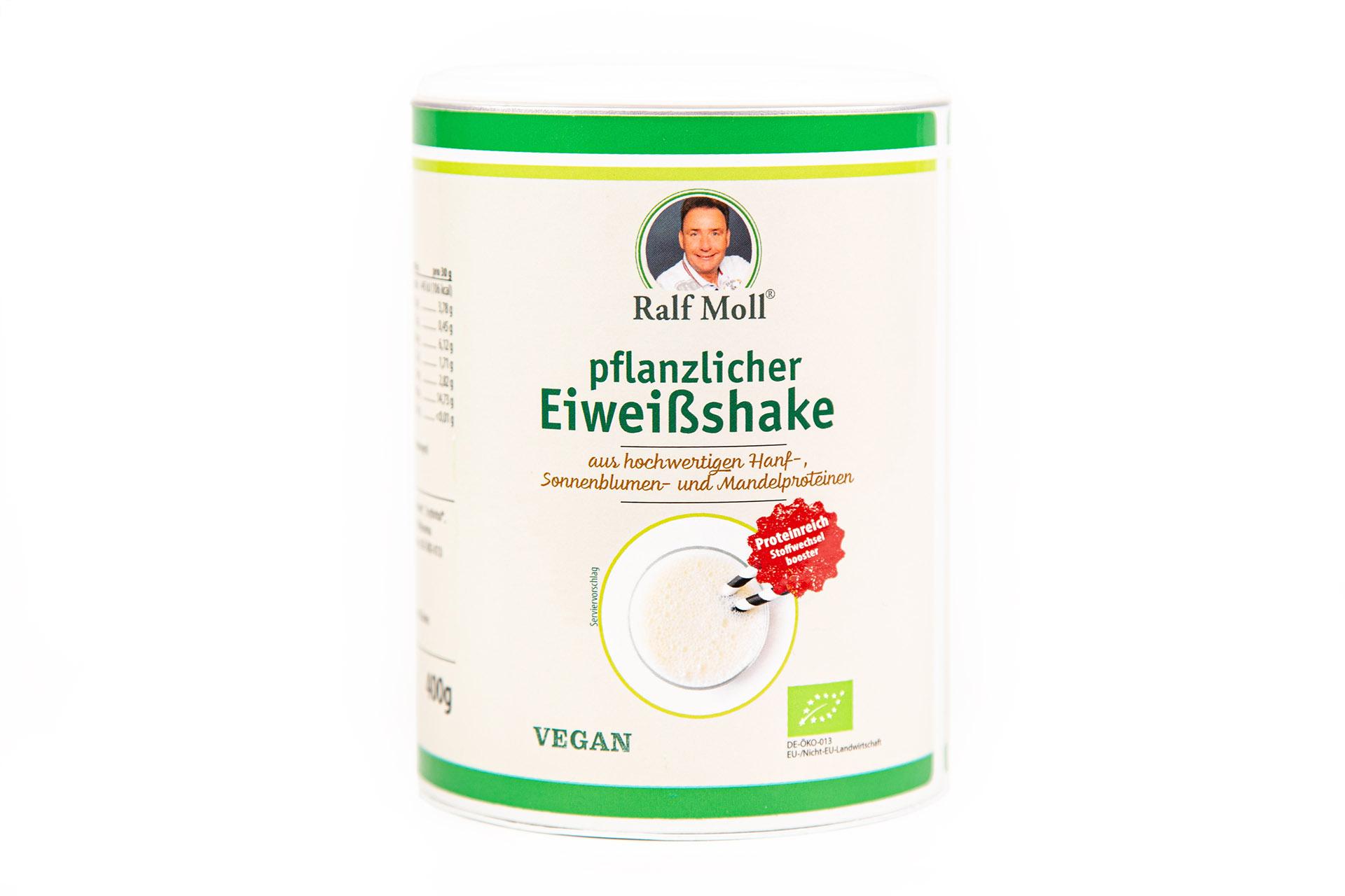 Pflanzlicher Eiweißshake aus hochwertigen Mandelprotein Hanfprotein und Sonnenblumenprotein | 400 g Pulver
