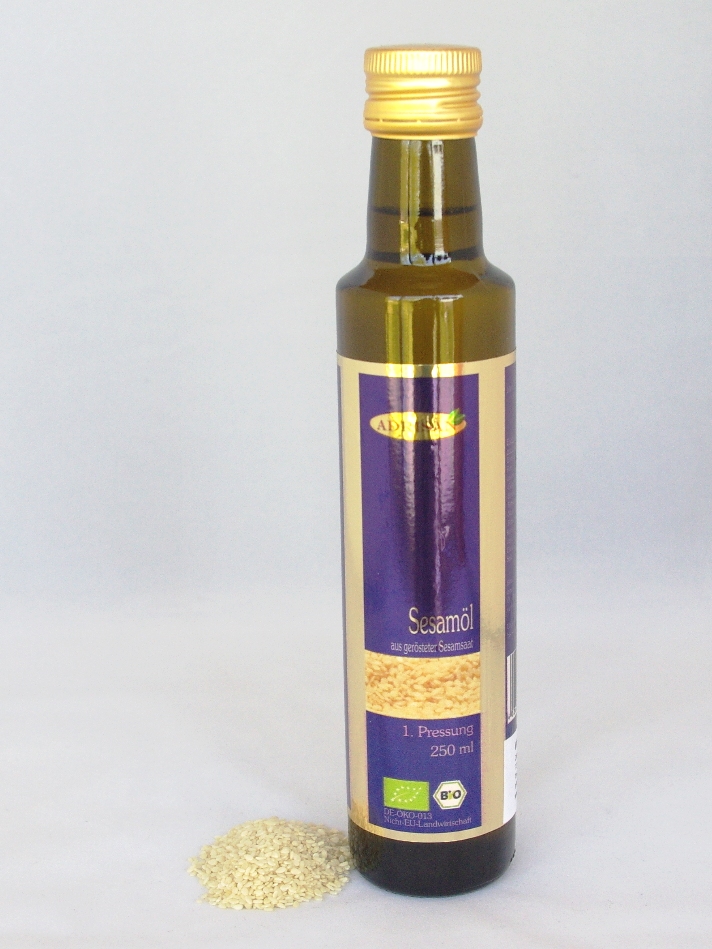 Bio-Sesamöl, geröstet, 250 ml natives Speiseöl aus 1. Pressung