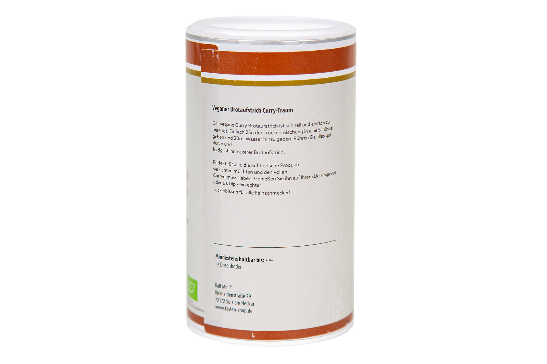 Bio-Brotaufstrich Curry-Traum, 250 g Pulver in der Dose, vegan