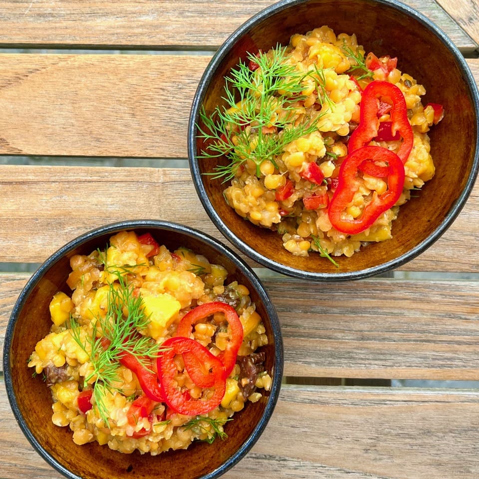 Linsensalat mit Mango & getrockneten Tomaten