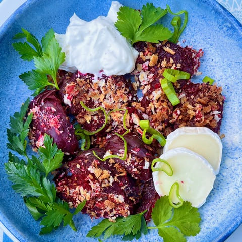 Crushed Rote Bete mit Ziegenkäse-Creme