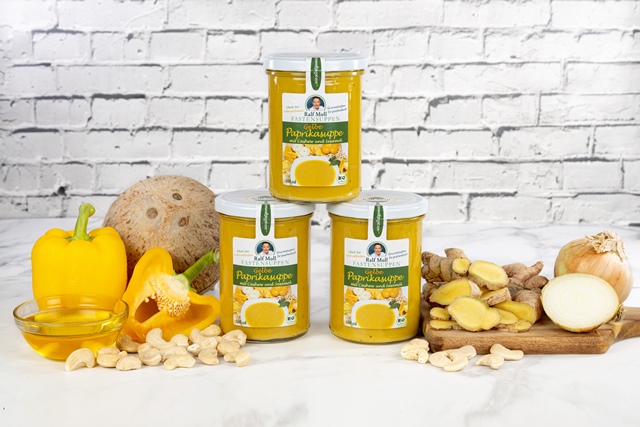 Fastensuppe Bio-Gelbe Paprikasuppe mit Cashew und Sesamöl, 380 ml im Glas
