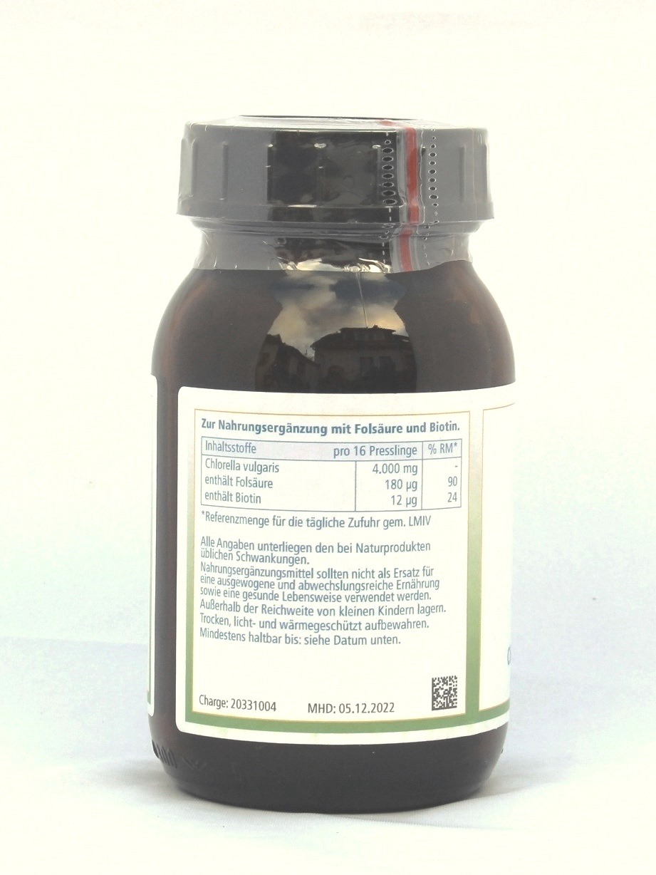Chlorella-Algen vulgaris, 180g, 720 Presslinge