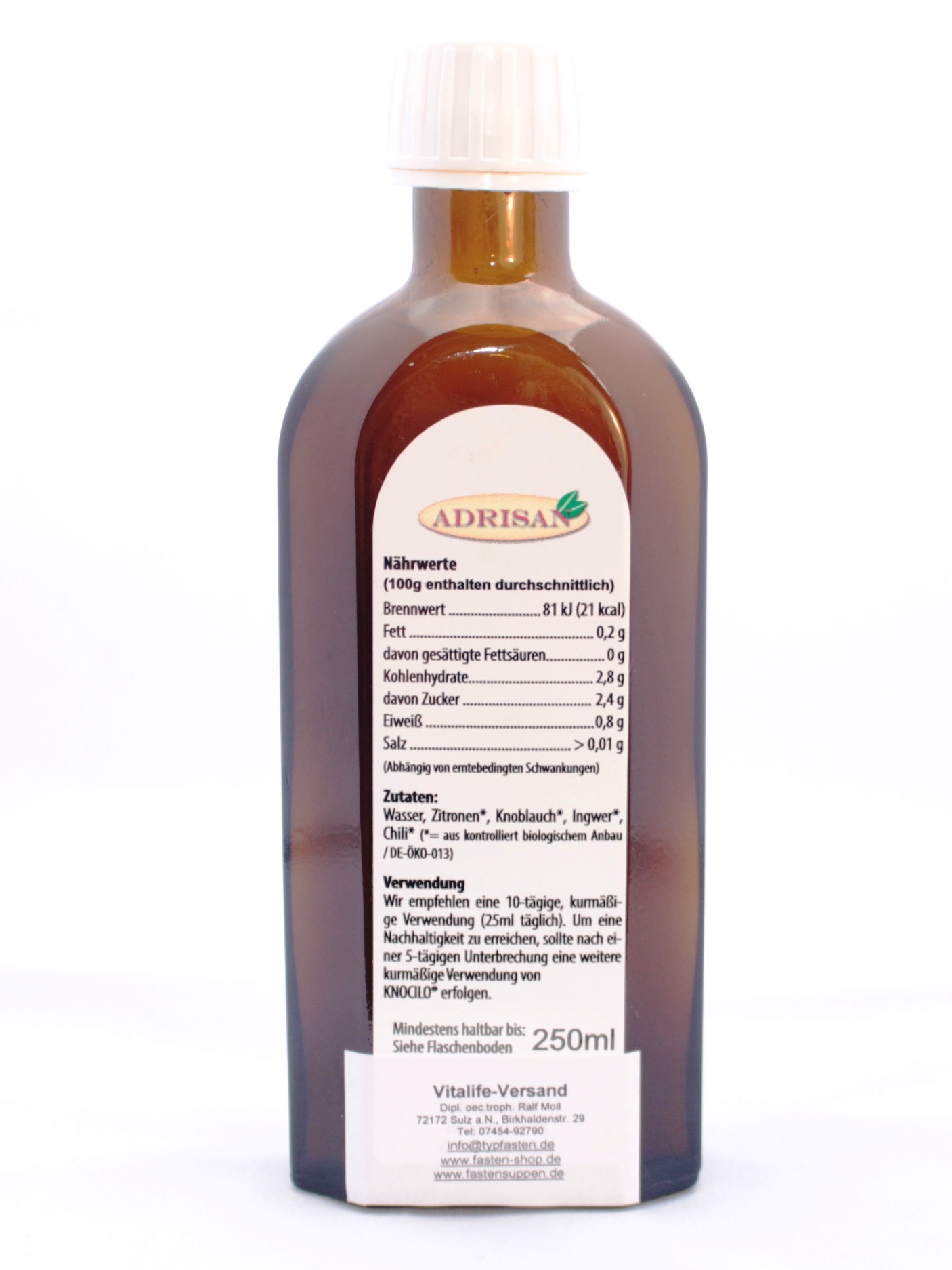 Knocilo, natürliches Knoblauch-Zitronengetränk mit Ingwer und Zitrone, 250 ml