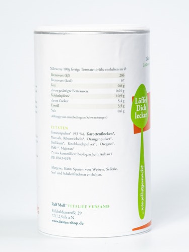 Tomaten Liebe - die cremige basische Bio-Fastenbrühe von Ralf Moll | 250 g Pulver