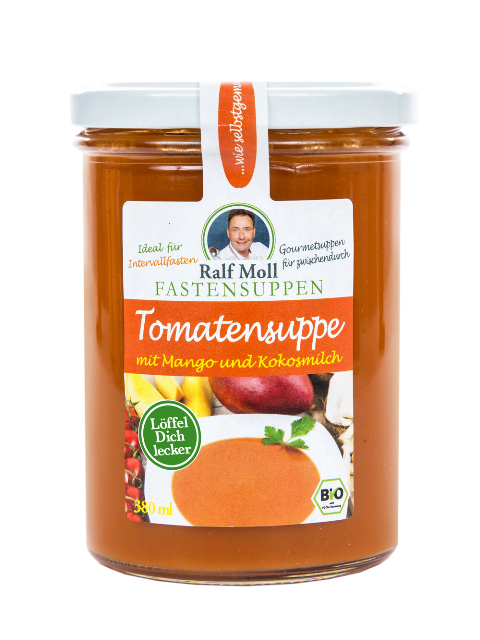 Fastensuppe Bio-Tomatensuppe mit Mango und Kokosmilch, 380 ml i. Gl.
