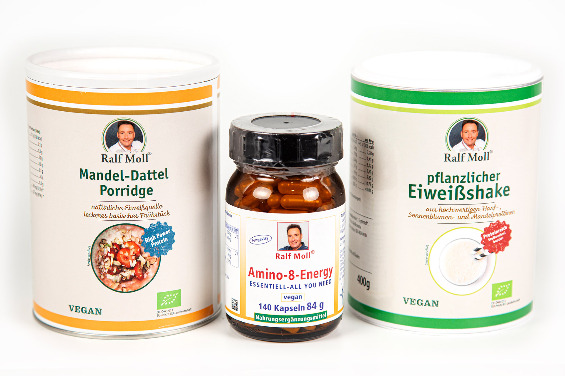 Aktion Schlankmacher Eiweißset mit Eiweißshake, Amino-8-Energy, Mandel-Dattel-Porridge | 3 Artikel