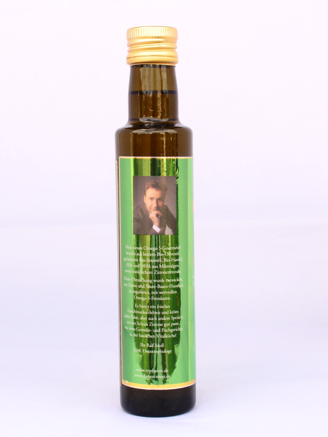 Ralf Moll Omega-3-Gourmetöl mit pflanzlichen EPA-DHA mit Zitrone, 250 ml Glasflasche mit