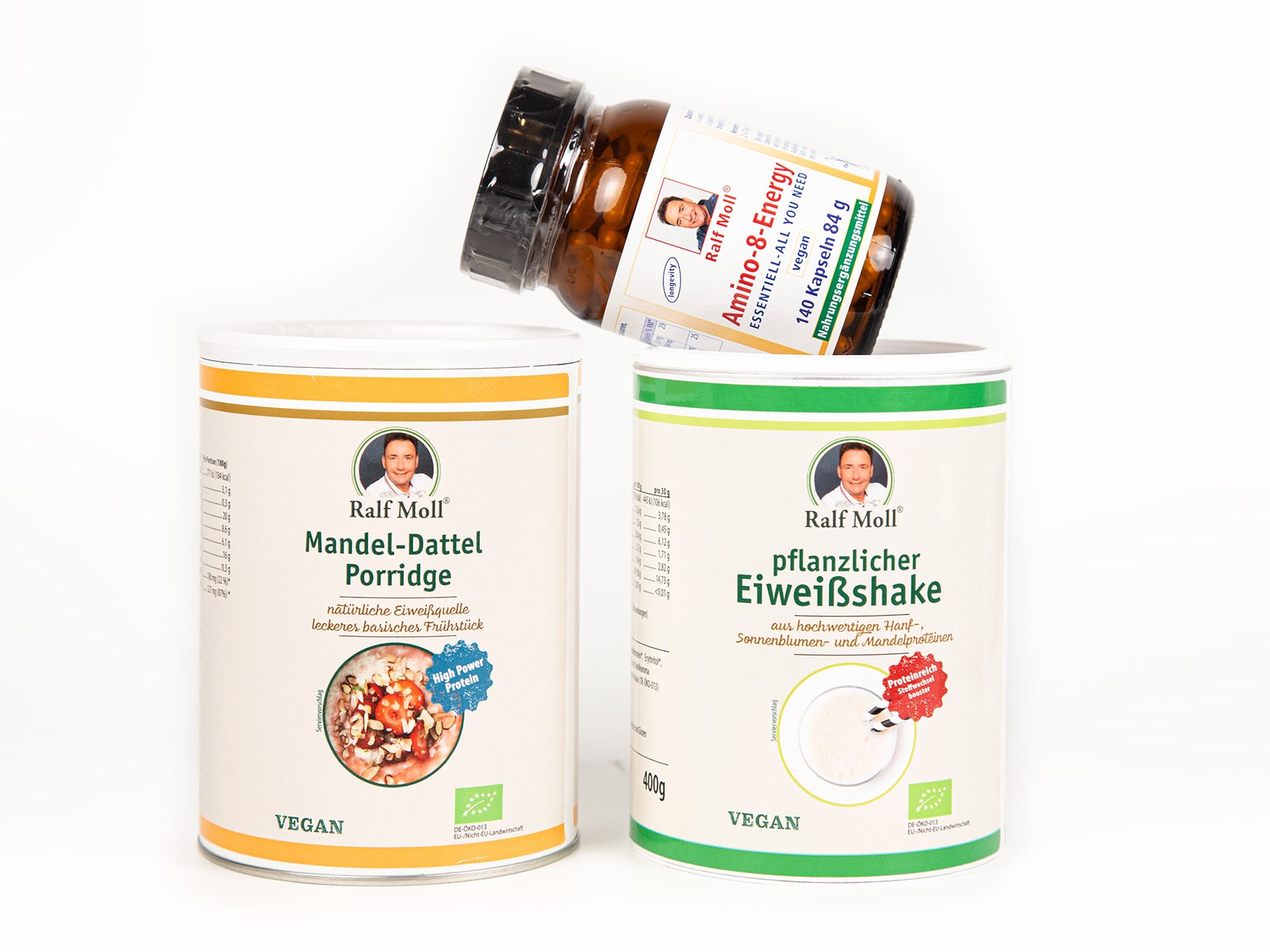 Aktion Schlankmacher Eiweißset mit Eiweißshake, Amino-8-Energy, Mandel-Dattel-Porridge | 3 Artikel