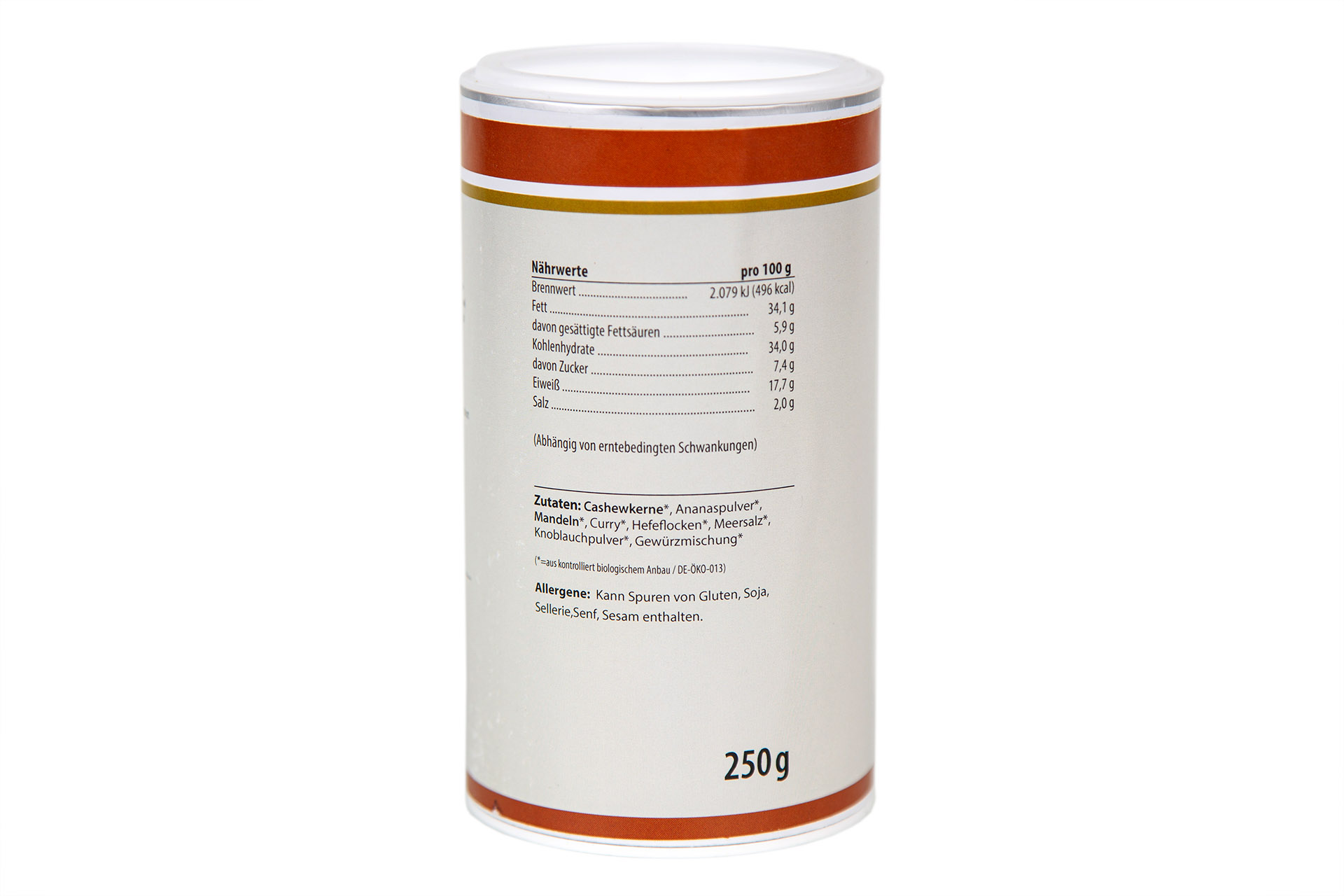 Bio-Brotaufstrich Curry-Traum, 250 g Pulver in der Dose, vegan