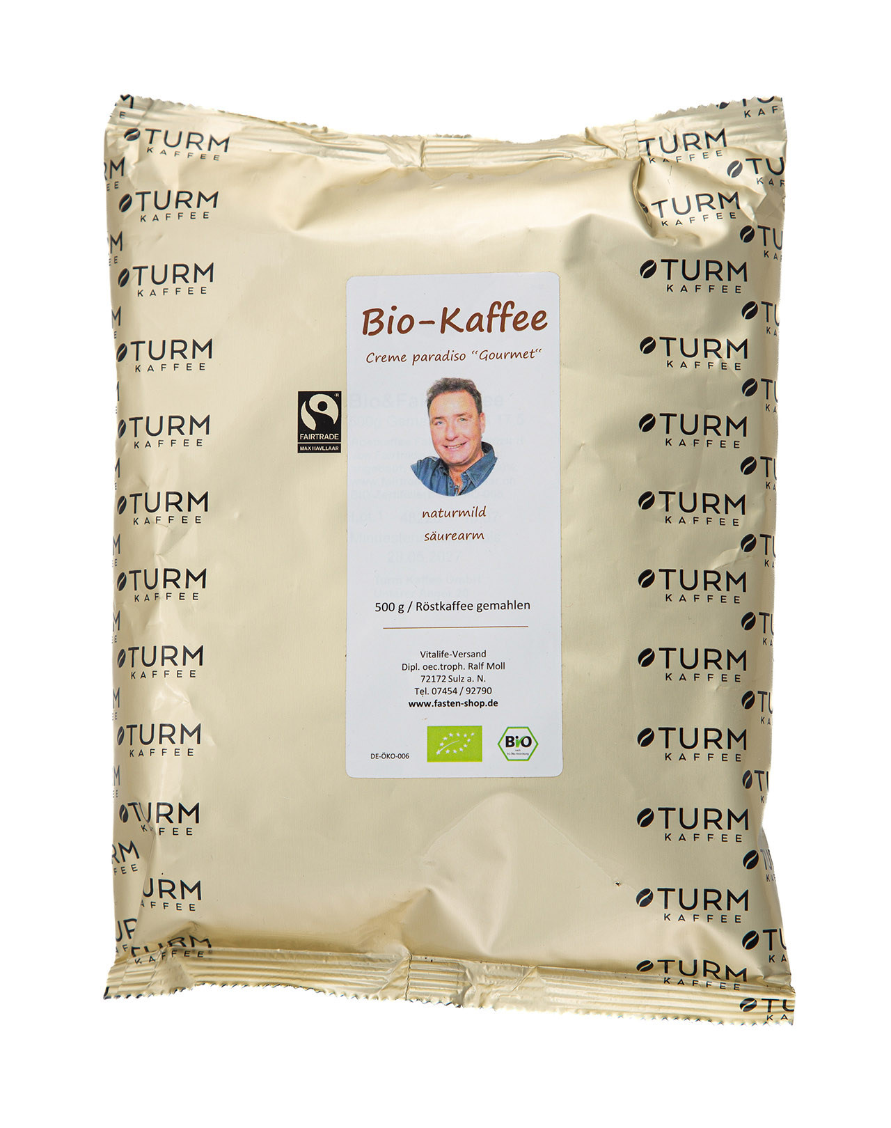 Säurearmer Bio-Gourmet-Kaffee, gemahlen, fairtrade, "creme paradiso", 500 g