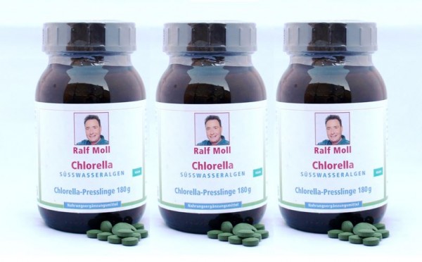 Aktion Chlorella-Algen vulgaris, &quot;3 x 180g&quot; Presslinge